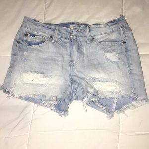light blue denim shorts